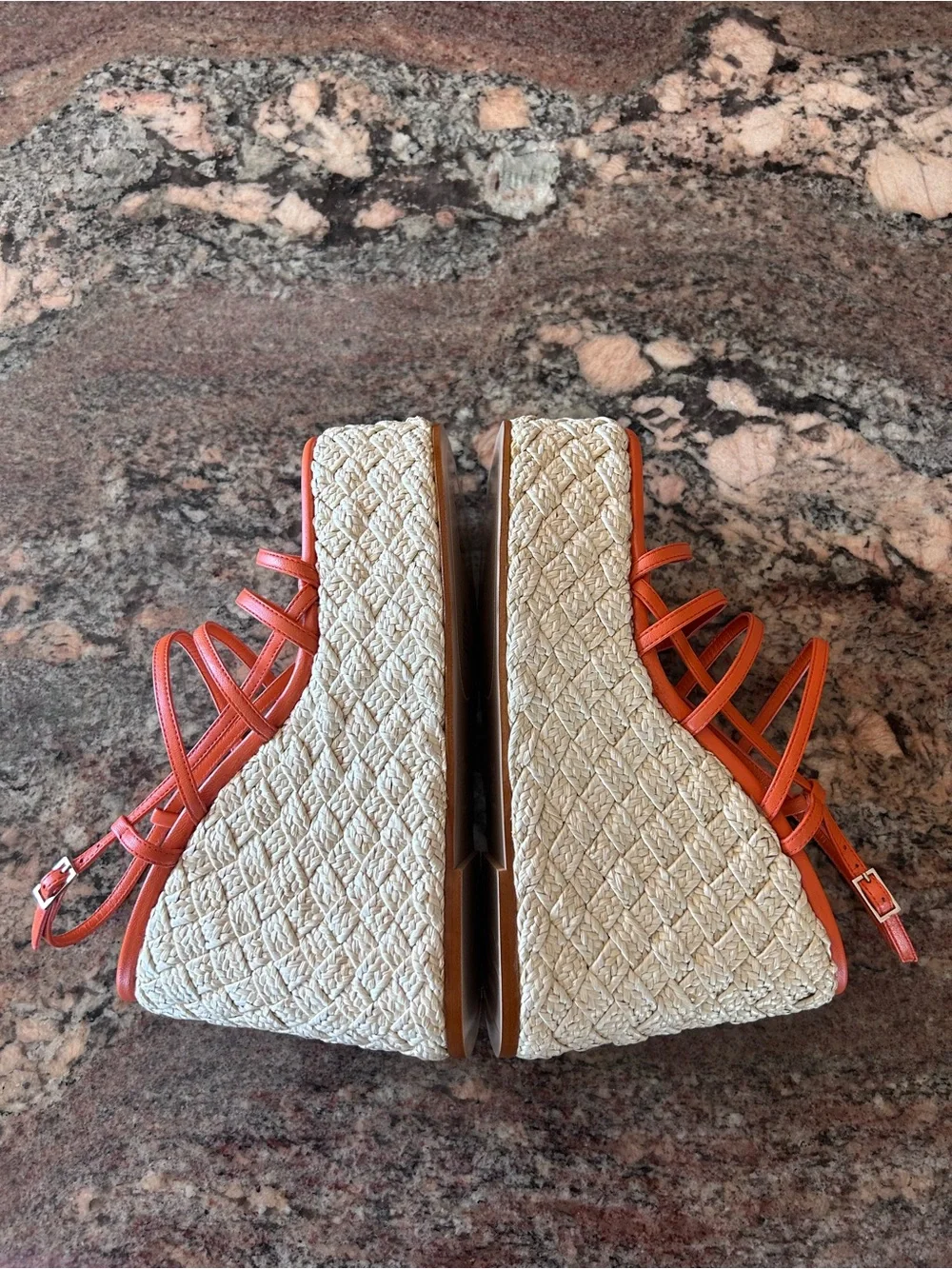 Castaner Orange Strappy Espadrille Wedge Sandals